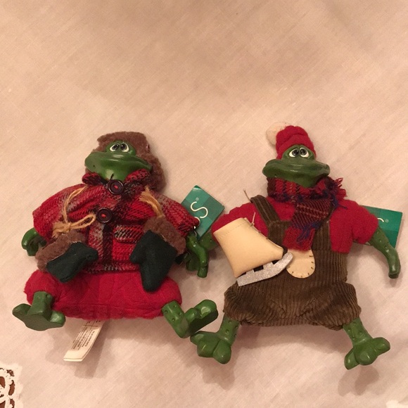 Pair Vintage Russ Christmas Frogs Toads Blade & Yukon Country Folk with Tags - Picture 13 of 16